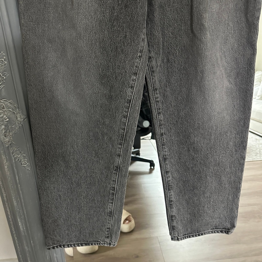 NWT AGOLDE High Rise Fold Waistband Jeans Straight Wide Leg Charcoal Wash 27 - Picture 7 of 12